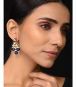 Kundan And Blue Stone Earrings