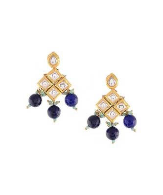 Kundan And Blue Stone Earrings 2
