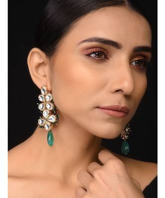 Kundan And Green Stone Earrings 1