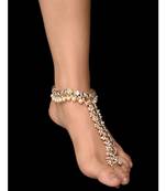 Kundan And Pearls Anklet - Single