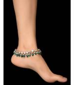 Kundan And Green Stones Anklets - Set Of 2