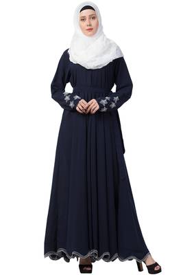A-Line Designer Dubai Abaya With Pleated Design 1