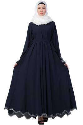 A-Line Designer Dubai Abaya With Pleated Design 4