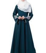 A-Line Designer Abaya With Embroidery And Border Lining On Bottom
