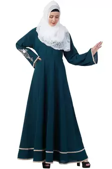 A-Line Designer Abaya With Embroidery And Border Lining On Bottom