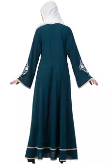 A-Line Designer Abaya With Embroidery And Border Lining On Bottom