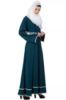 A-Line Designer Abaya With Embroidery And Border Lining On Bottom