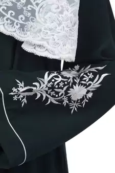A-Line Designer Abaya With Embroidery (Bottle Green)