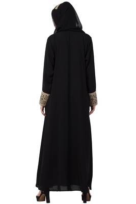 A-Line Designer Abaya With Embroidery And Button On Front 2