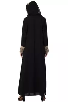 A-Line Designer Abaya With Embroidery And Button On Front
