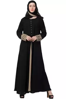 A-Line Designer Abaya With Embroidery And Button On Front