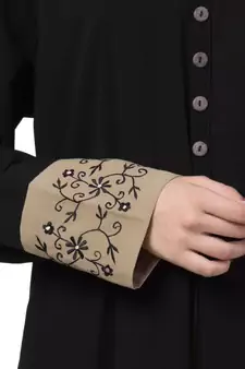 A-Line Designer Abaya With Embroidery And Button On Front