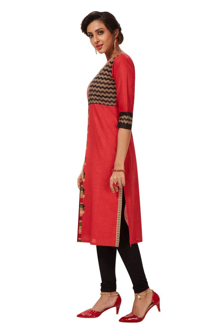 Red printed cotton cottonkurtis DARPAN TEXTILES 3104619