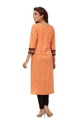 Peach printed cotton cotton-kurtis 2