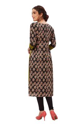 Dark-green printed cotton cotton-kurtis 3