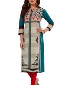 Dark-green printed cotton cotton-kurtis