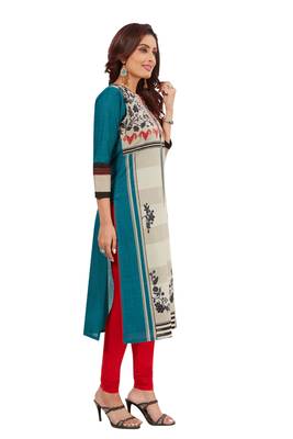 Dark-green printed cotton cotton-kurtis 3