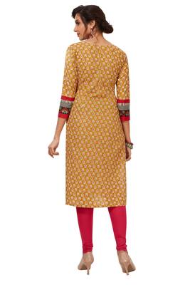 Mustard printed cotton cotton-kurtis 2