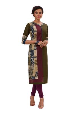Dark-green printed cotton cotton-kurtis 1