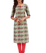 Light-green printed cotton cotton-kurtis