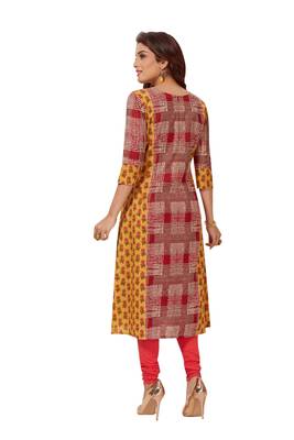 Mustard printed cotton cotton-kurtis 2