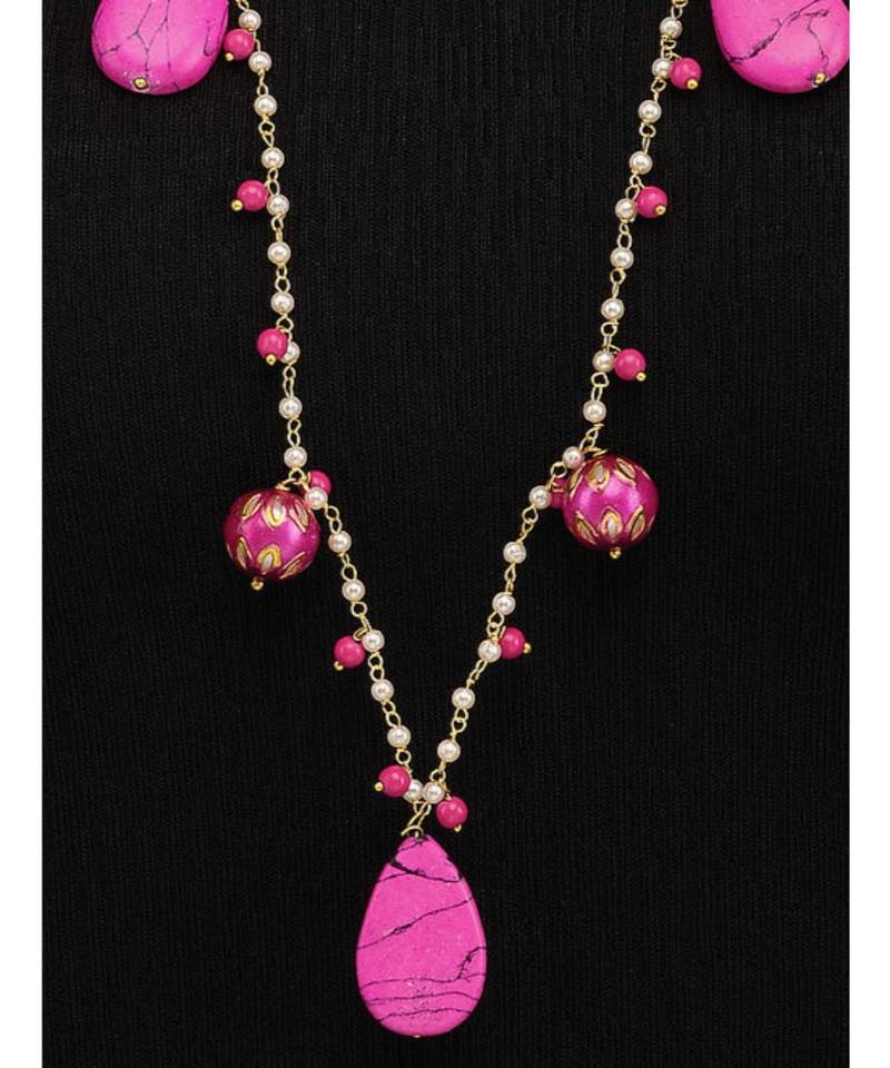Pink Beads String Necklace