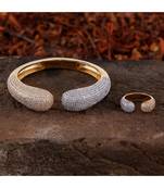Cubic Zirconia Golden Silver Stylish Design Bracelet Ring Combo