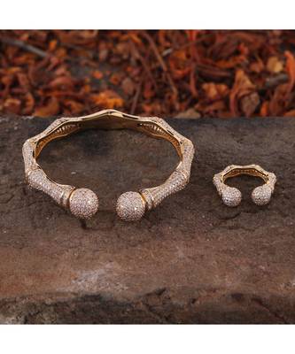 Cubic Zirconia Golden  Designer  Bracelet Ring Combo 1
