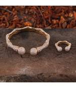 Cubic Zirconia Golden  Designer  Bracelet Ring Combo