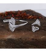 Delicate Cubic Zirconia Silver Designer Bracelet Ring Combo