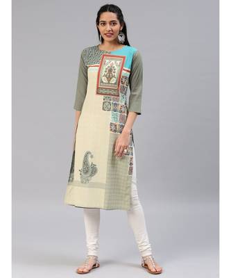 multicolor printed polyester stitched kurti 1