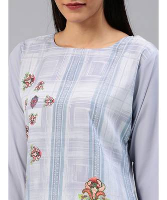 multicolor printed polyester stitched kurti 4