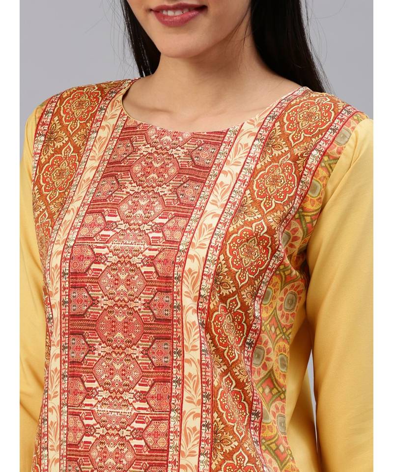multicolor printed polyester stitched kurti