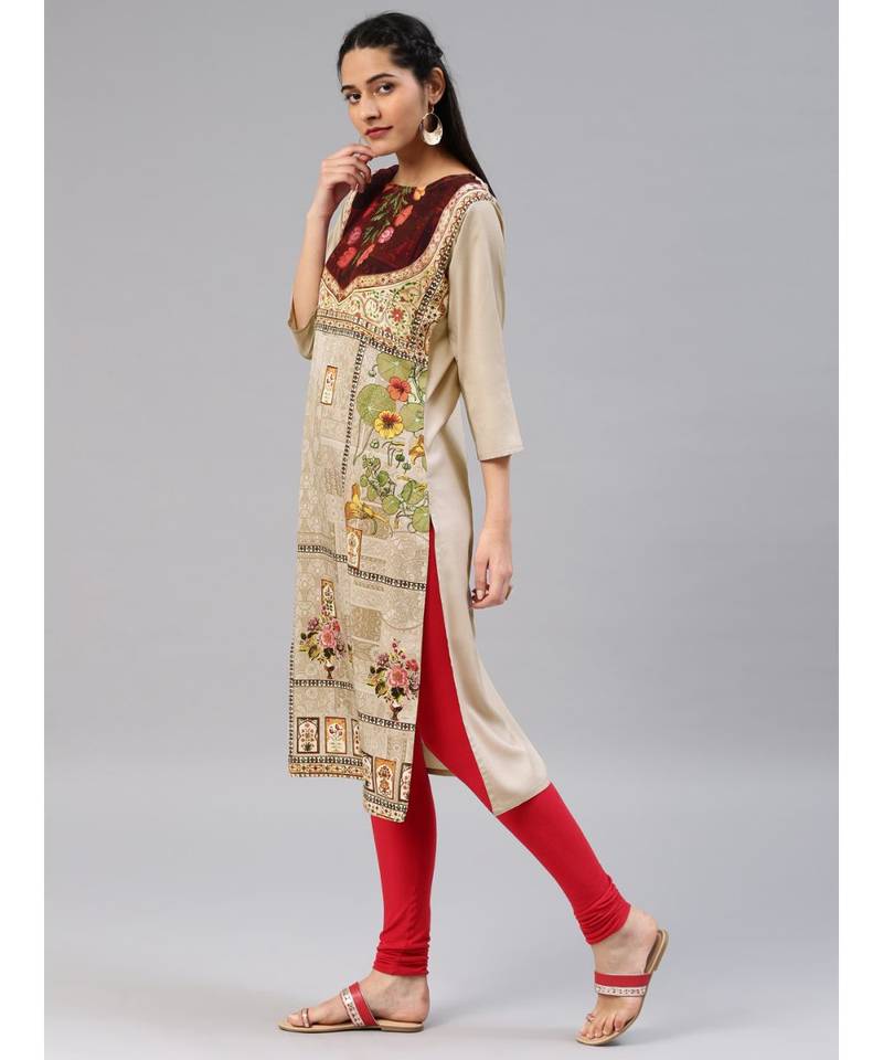 multicolor printed polyester stitched kurti