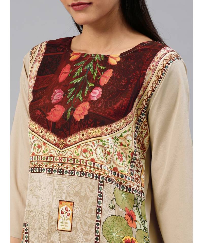 multicolor printed polyester stitched kurti