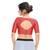 Red Padded Back Open Blouse  In Jacquard Fabric.