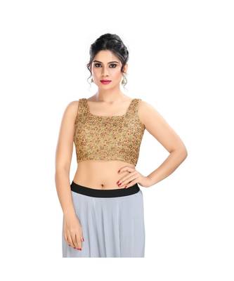 Copper Padded Back Open Sleeveless Blouse  In Net. 1
