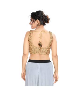 Copper Padded Back Open Sleeveless Blouse  In Net. 2