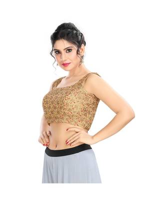 Copper Padded Back Open Sleeveless Blouse  In Net. 3