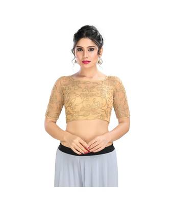 Gold Padded Back Open Blouse  In Net. 1