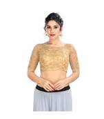 Gold Padded Back Open Blouse  In Net.
