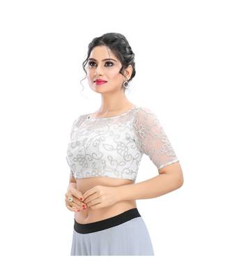 Gold Padded Back Open Blouse  In Net. 2