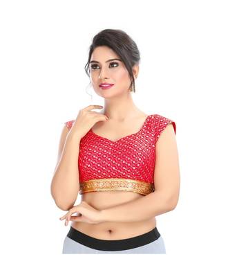 Red Padded Back Open Blouse  In Cotton Silk 1