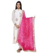 Pink Silk Bandhej Dupatta