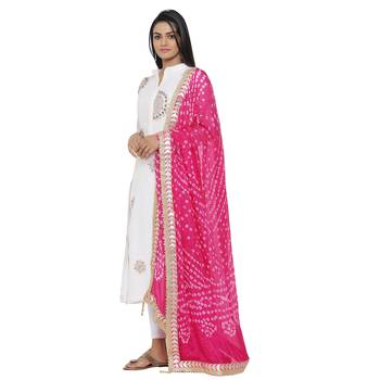 Pink Silk Bandhej Dupatta 2