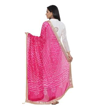 Pink Silk Bandhej Dupatta 3
