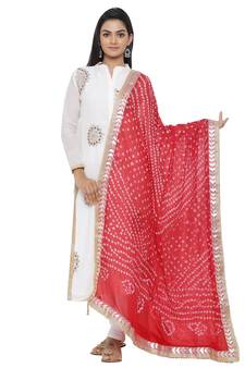 Red Silk Bandhej Dupatta