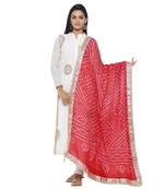 Red Silk Bandhej Dupatta