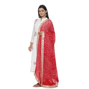 Red Silk Bandhej Dupatta 2