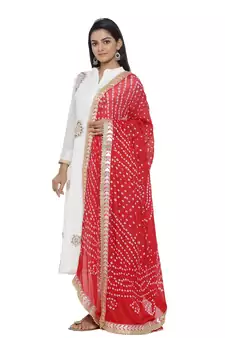 Red Silk Bandhej Dupatta